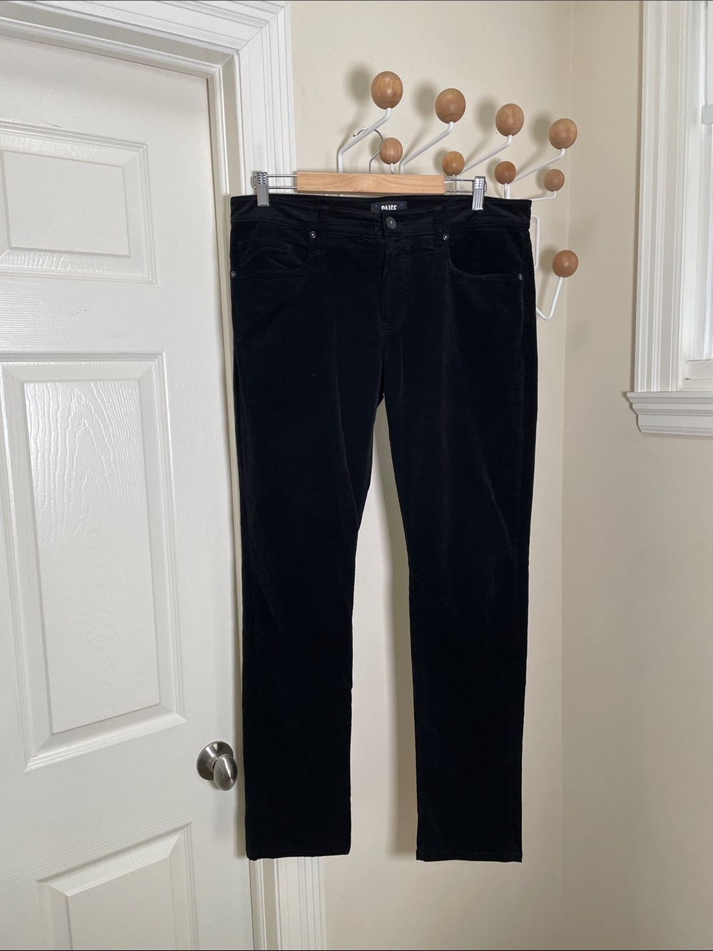 Paige - Lennox Classic Straight Legged Velvet Jeans - Black - 33